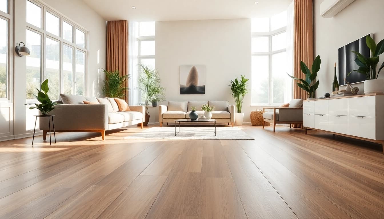Transform your space with affordable cheap vinyl flooring showcased in a modern living area.
