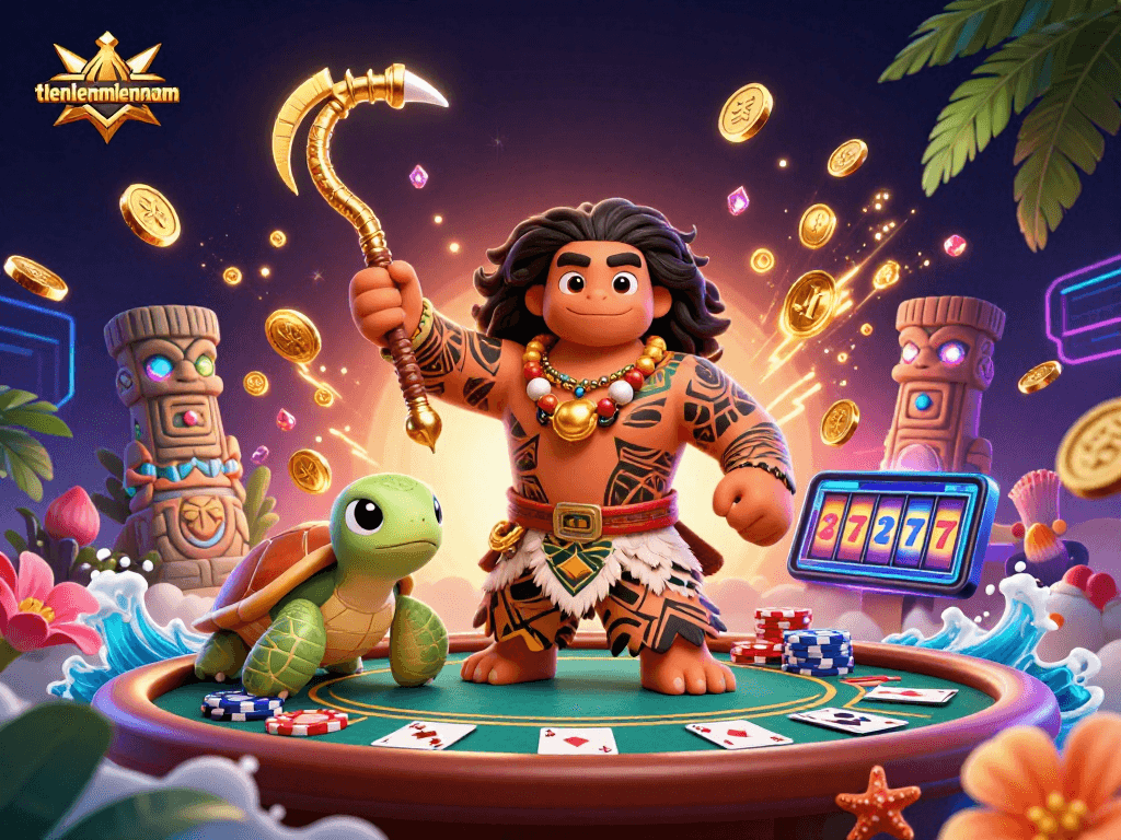 Experience the thrill of casino gameplay with tienlenmiennam's vibrant 3D characters celebrating big wins.