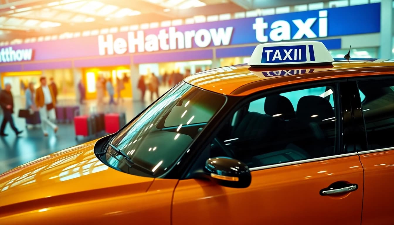 Taxi service at Heathrow airport offering reliable transportation for travelers.