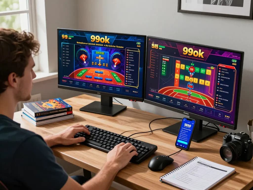 Engaged player on 99ok platform enjoying online gambling experience with live games and sports betting.