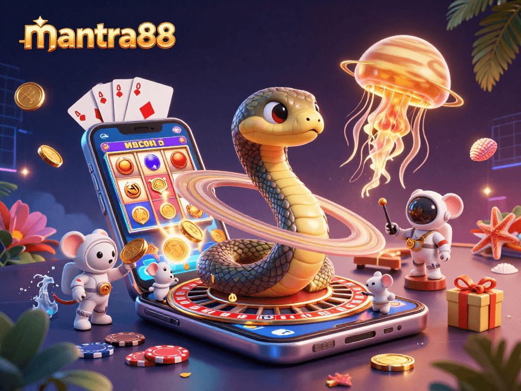 Experience the exciting world of mantra88 as astronaut mice place bets on a cosmic roulette wheel.