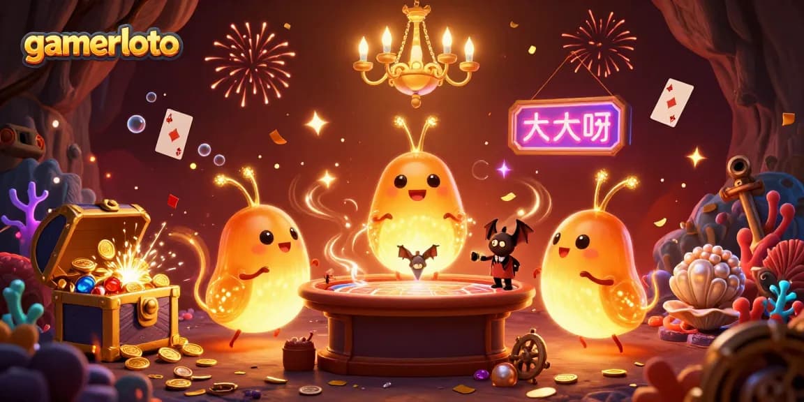 Join the gamerloto adventure as glowworms illuminate a thrilling casino scene.
