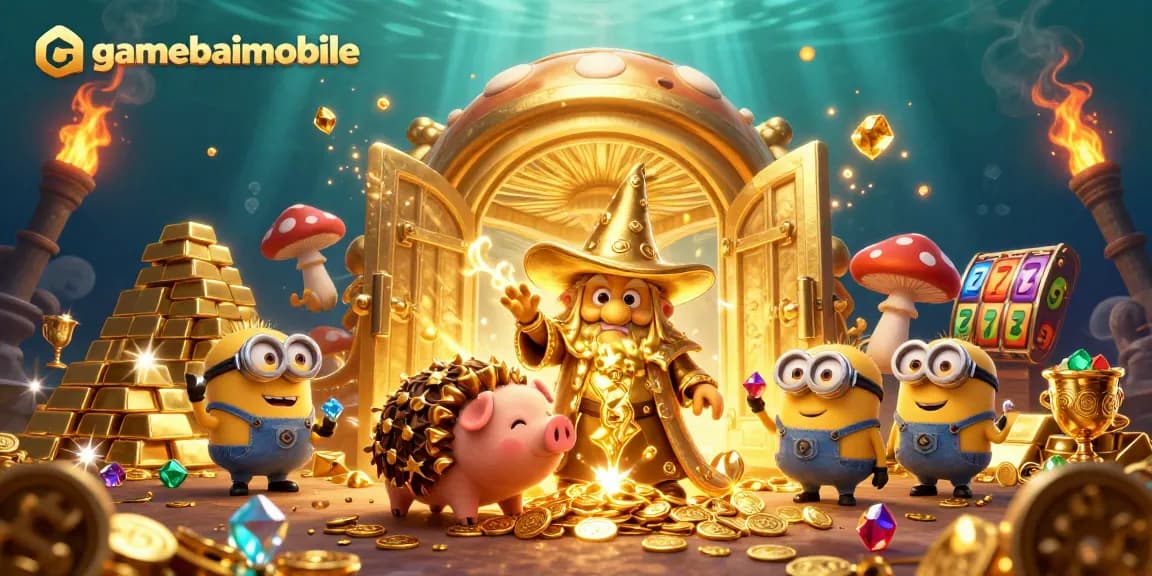 Experience thrilling action at gamebaimobile with our vibrant 3D casino illustration filled with exciting slots.