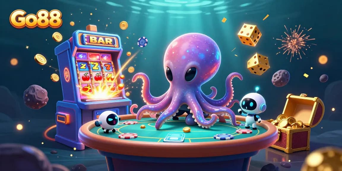 Experience the vibrant world of Go88 with alien characters gaming amidst cosmic poker action and exploding jackpots.