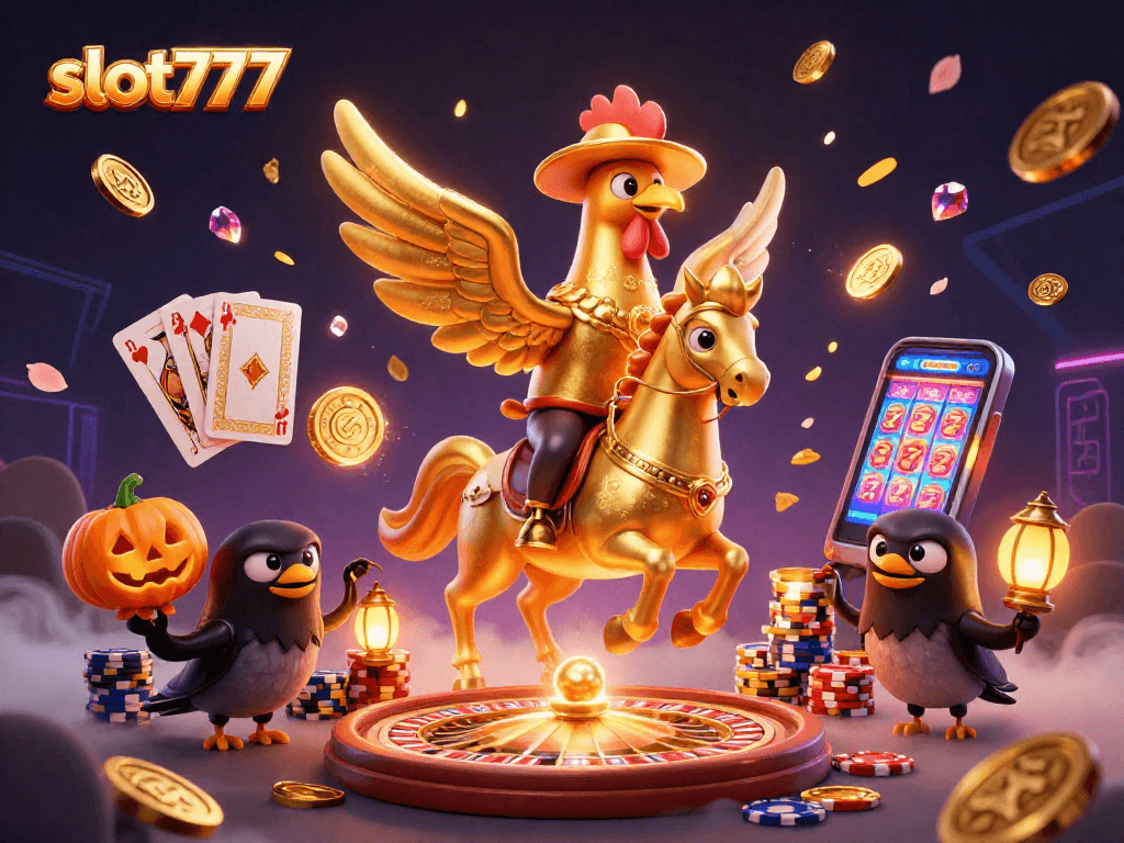 Experience thrilling gameplay on slot777 with golden rooster and vibrant casino elements.