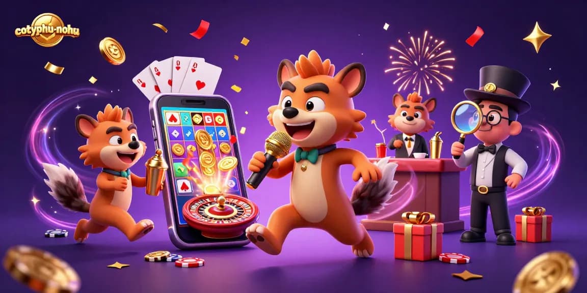 Cotyphu-nohu features a lively casino scene with hyenas as funny characters, adding vibrant energy.