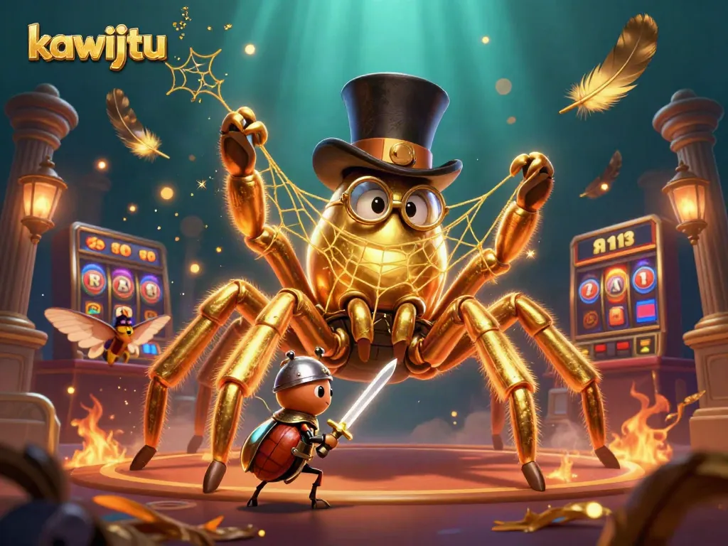 Engage with kawijitu in this ultra-detailed casino scene with a giant tarantula and a beetle knight.