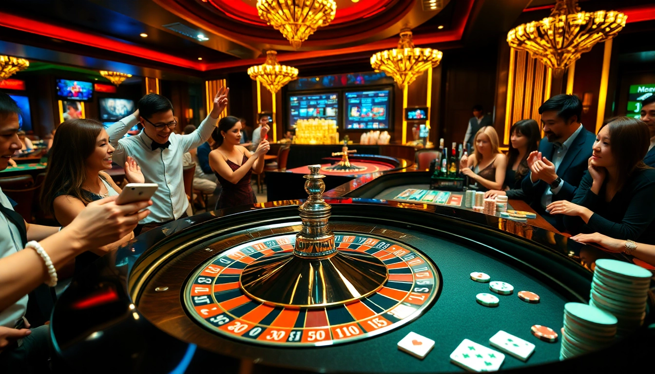 Exciting roulette table scene at a luxurious casino, showcasing Nhà cái uy tín online gaming opportunities.