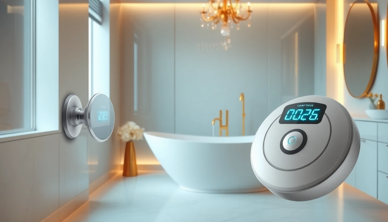 Water Leak Detection device installed in a stylish bathroom setting to prevent damage.