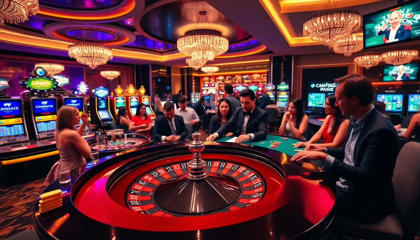 Engaging gamblers at the roulette table in a luxurious setting connected to https://jun88buzz.info/.