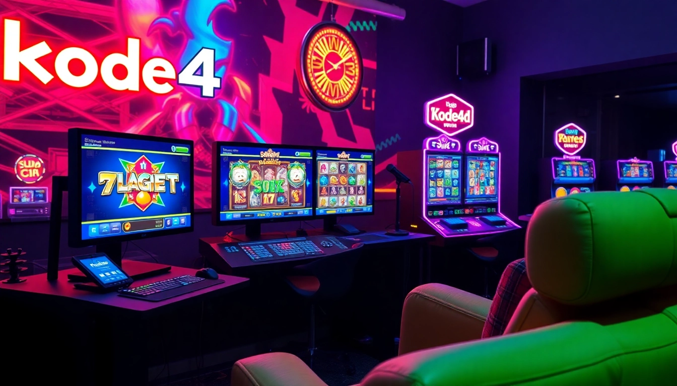 Kode4d link showcasing an immersive online gaming experience with vibrant neon lights and engaging slot games.