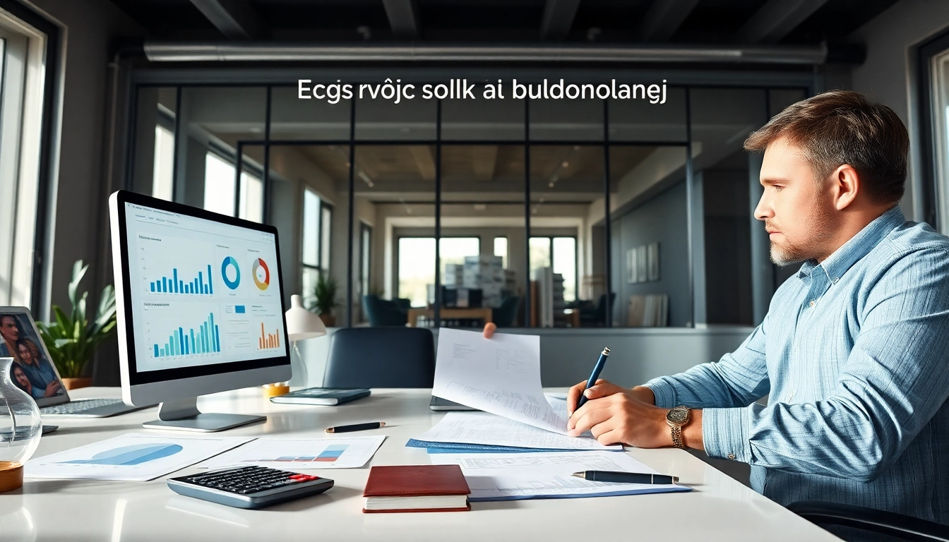 Księgowość dla spółki budowlanej w nowoczesnym biurze rachunkowym, prezentująca profesjonalnego księgowego pomagającego klientowi.