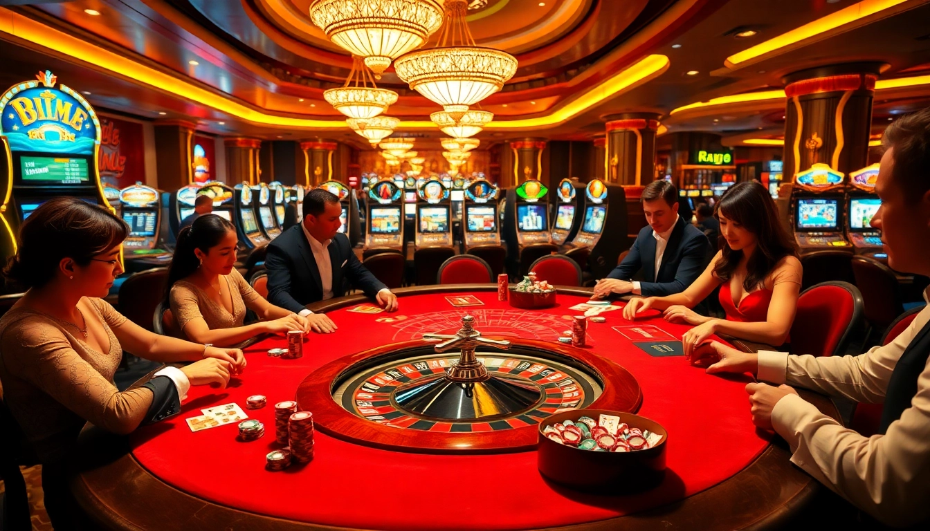 Experience thrilling moments at https://thabet.vegas/ with players enjoying card games at a luxurious casino.