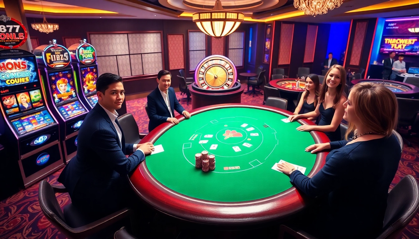 Play thrilling games at https://mm88.forex/, witnessing an elegant casino atmosphere with poker and roulette.