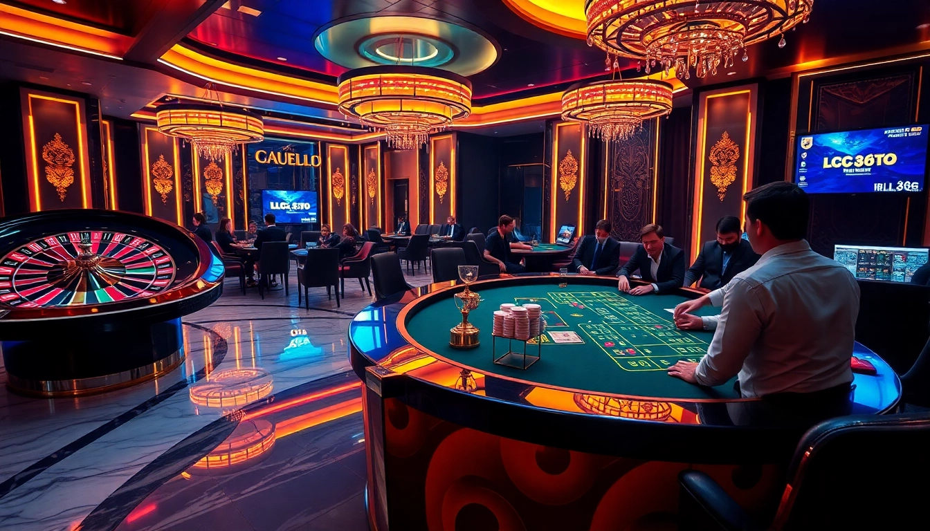 Experience the thrill of LC88 Đăng nhập with our exciting casino scene featuring poker, blackjack, and roulette.