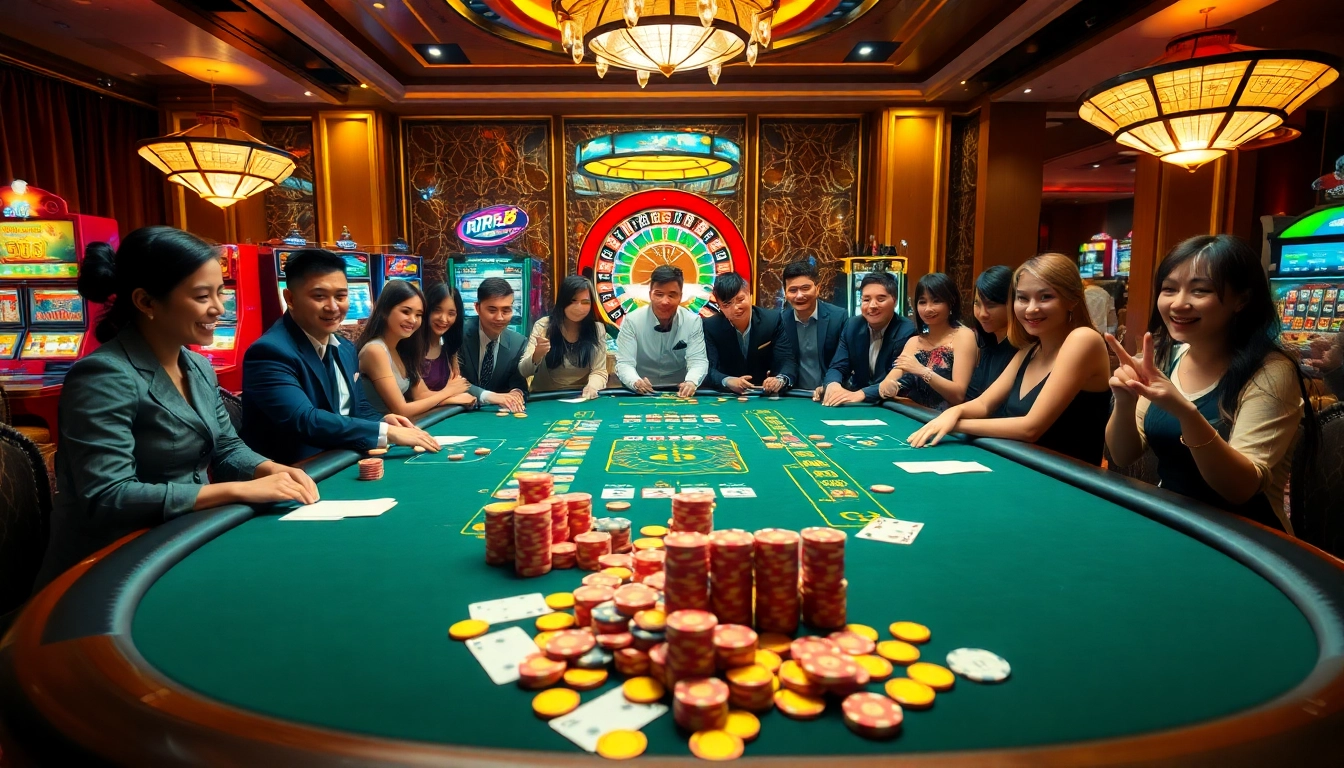 Engaging players at a luxurious poker table, rr88 đăng nhập offers a thrilling casino experience.