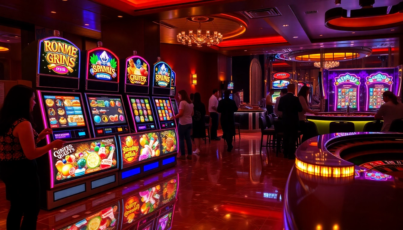 Players enjoying thrilling Slot machines in a vibrant casino atmosphere.
