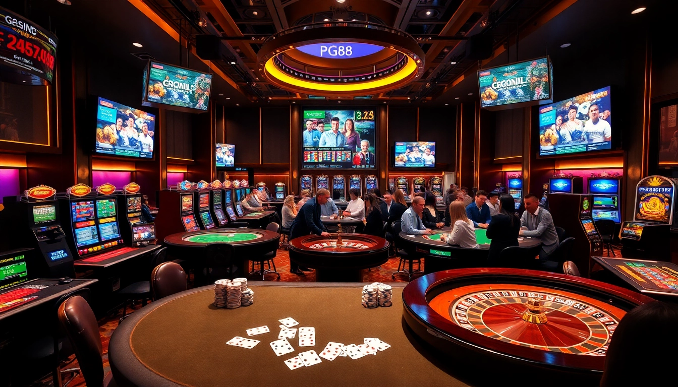 Engage in thrilling casino action at PG88SR with vibrant tables and busy players.
