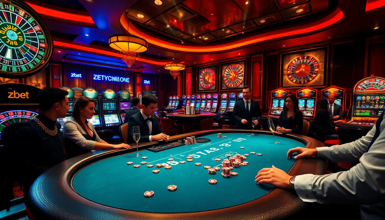 Experience thrilling gameplay at zbet's vibrant casino tables filled with action.
