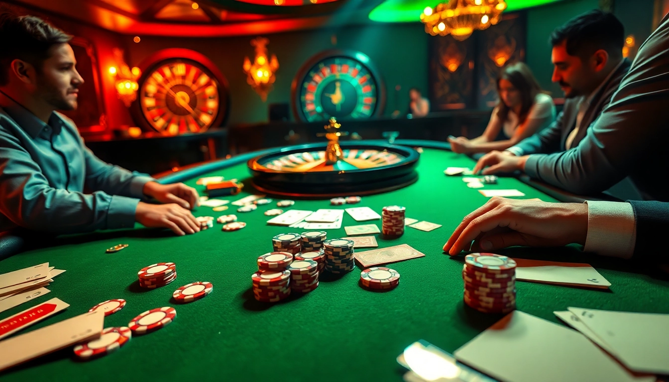 Intensely playing a high-stakes poker game showcasing https://s80web.com/ vivid casino atmosphere.