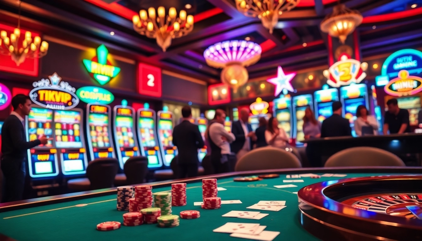 Players engaging in strategic gameplay at the RIKVIP casino table, showcasing excitement and elegance.