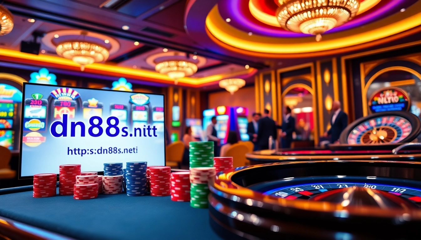 Experience top tier gaming at https://dn88s.net/ with our vibrant casino atmosphere showcasing spinning roulette and poker action.