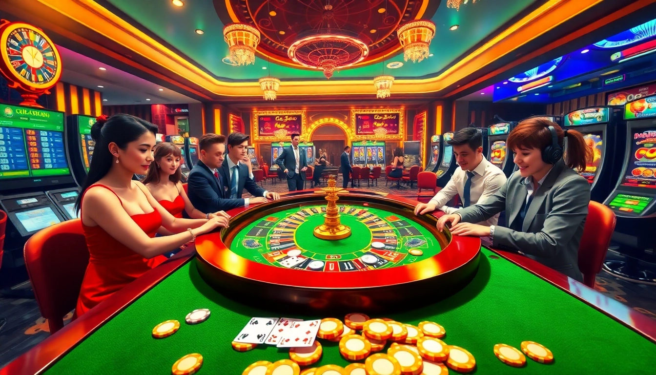 Gambling excitement at https://rr88a.us.com/ with players around a roulette table.
