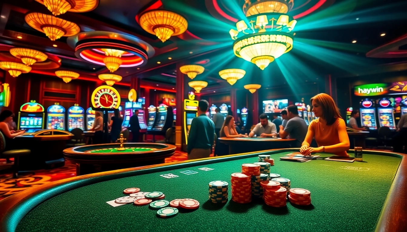 Experience the thrill of gambling at hay.win with vibrant tables and players enjoying the games.