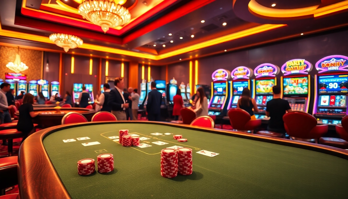 Engaging scene of Liên Minh Quốc Tế KJC players celebrating wins at a vibrant casino table.