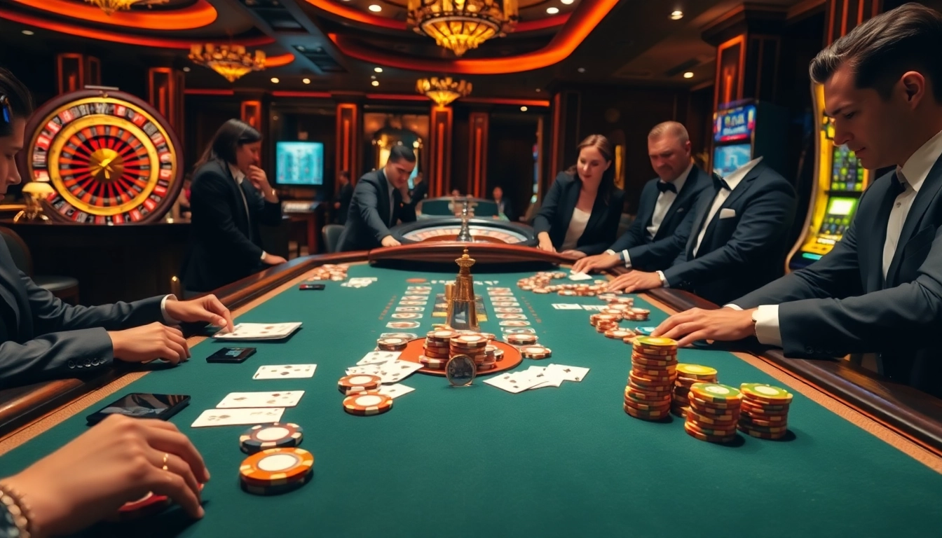 Experience the thrill of gambling with OKKING at a luxurious poker table featuring vibrant chips and cards.