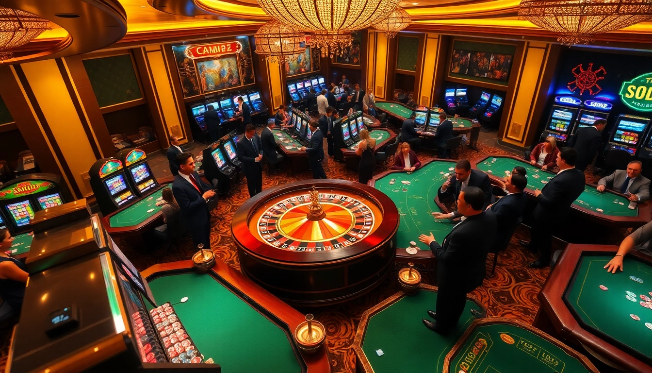 Experience the thrill of SODO66 at a glamorous casino filled with games and vibrant lights.