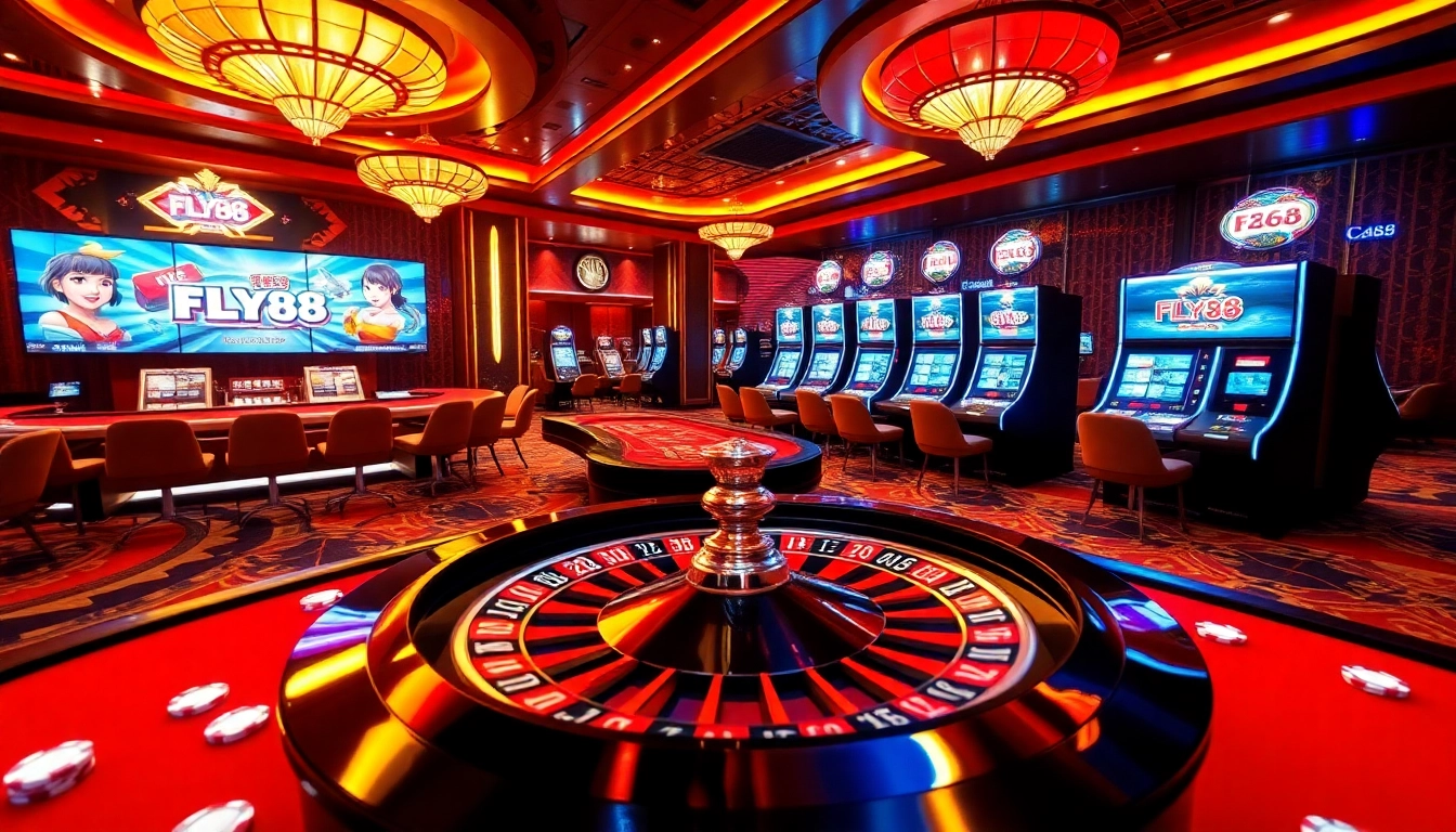 Experience the thrill of FLY88 with vibrant casino tables and exciting gaming action.