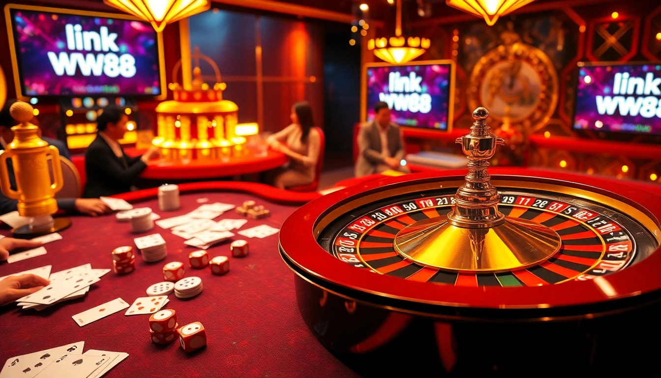Experience the excitement of online gambling with link vào ww88 through a vibrant casino scene.