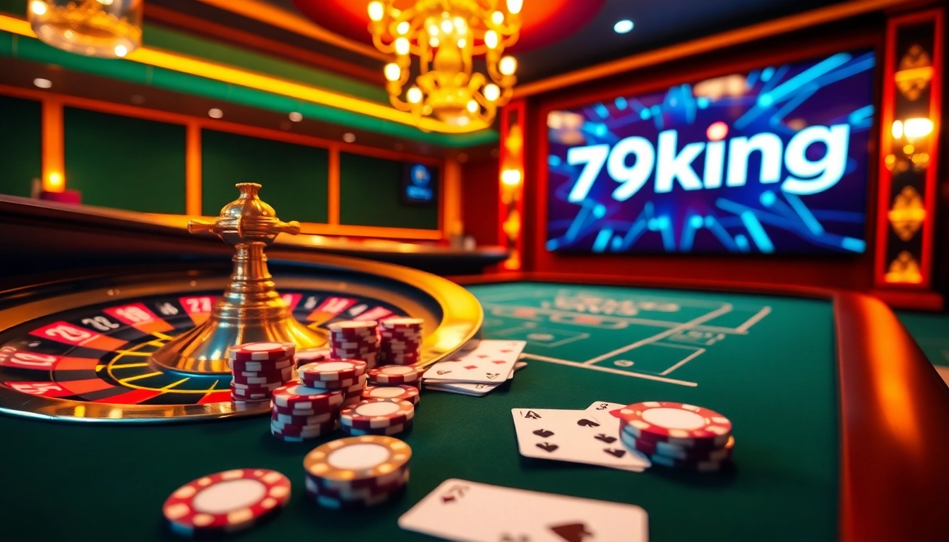 79king casino excitement with sparkling chips and roulette wheel in a luxurious setting.