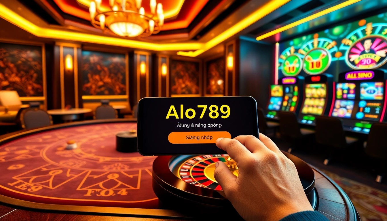 Alo789 đăng nhập on a sleek mobile interface highlighting exciting online gambling features