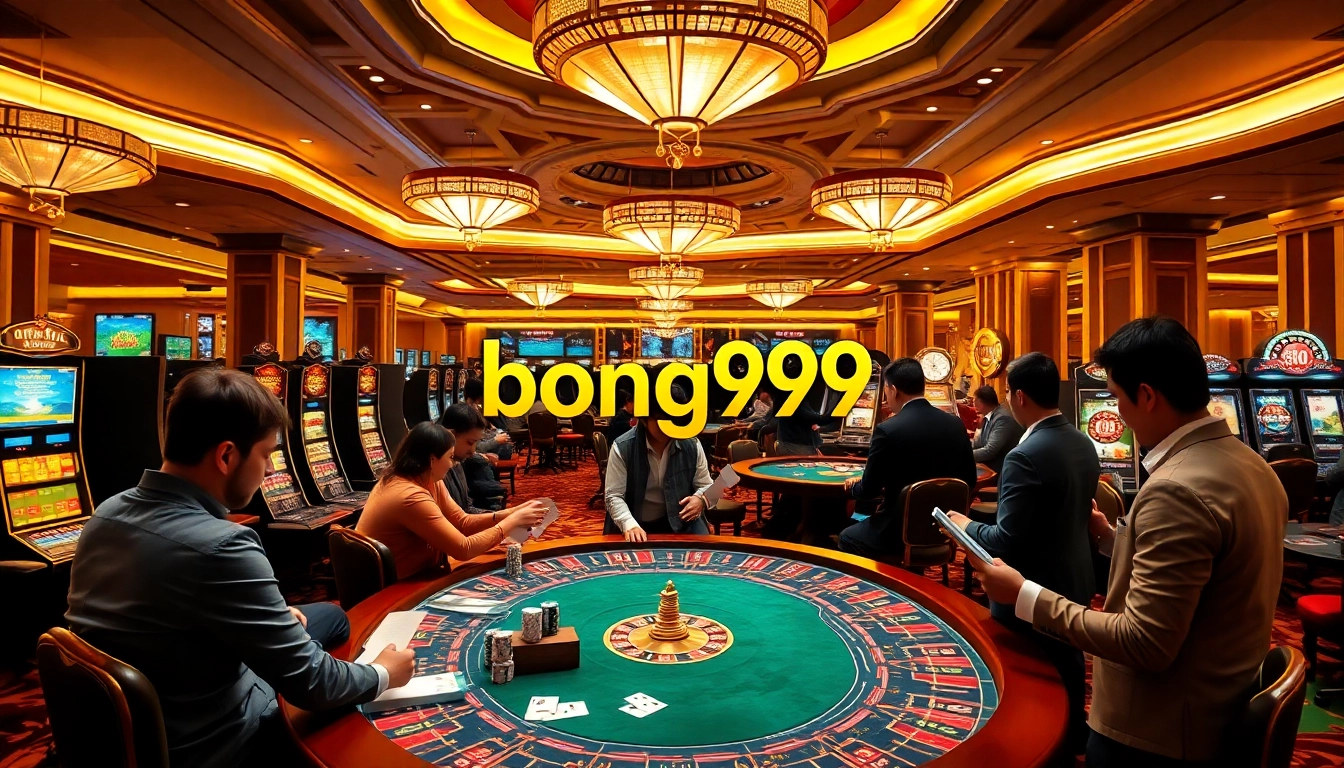 Experience the excitement at bong99 casino with players engaged in thrilling gambling activities.