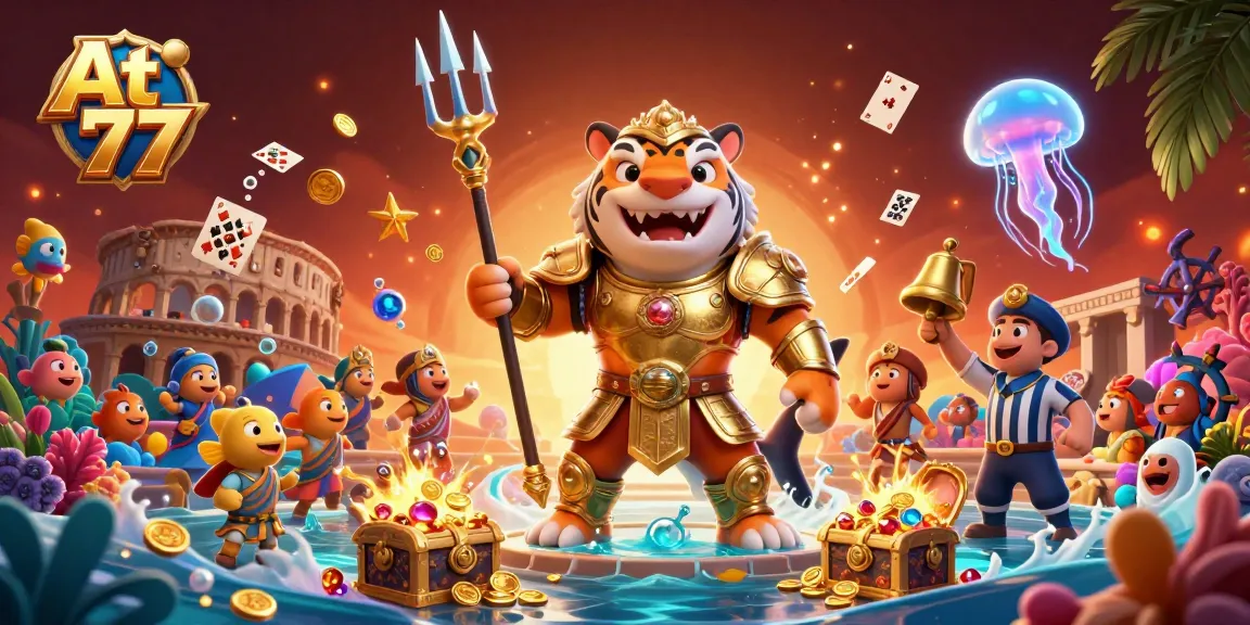 Experience thrilling gaming action at At 77 with a vibrant underwater casino scene.
